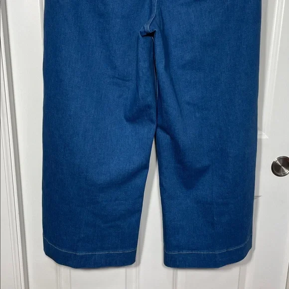 SPANX Shape Cropped Jeans Size XL Wide Leg Washed Blue Pull Up